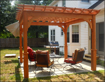 10 X 10 Treated Pine Deluxe 4-Beam Pergola shown with cedar stain/sealer