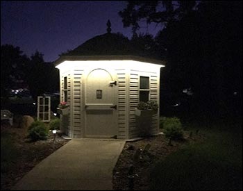 10 Vinyl Hexagon Belle Cabana Shown at Night.