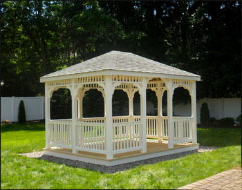 10 x 12 Vinyl Rectangular Gazebo shown with standard options
