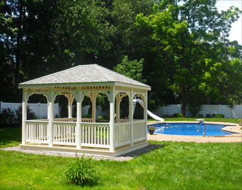 10 x 12 Vinyl Rectangular Gazebo shown with standard options