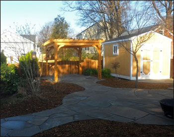 12 X 12 Cedar 4-Beam Pergola shown with 12" Top Runner Spacing and Clear Stain/Sealer