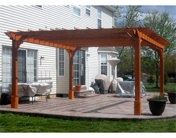 14 X 16 Cedar 2-Beam Pergola shown with Cedar Stain/Sealer