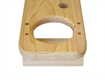 Red Cedar Cup Holder shown unstained on a Swing arm.
