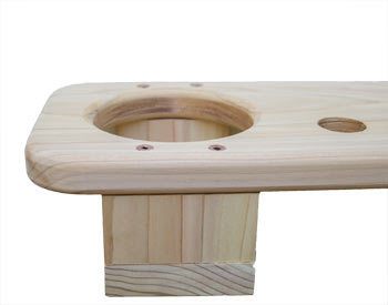 Red Cedar Cup Holder shown unstained on a Swing arm.