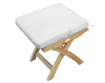 Sunbrella Cushion shown in White color on a Teak Footrest