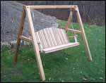 Red Cedar Blue Mountain Fanback Porch Swing w/A-Frame Swing Stand