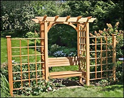 Red Cedar Canterbury Arbor w/Backed Bench & 2 Wings