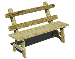 Treated Pine Traditional Garden Bench w/Back