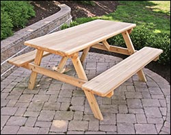 Red Cedar Picnic Table w/Attached Benches