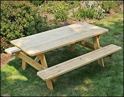 Treated Pine Heavy Duty Picnic Table w/ Attached Benches