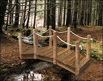 Treated Pine Rope Rail Bridge w/White Cedar Posts
