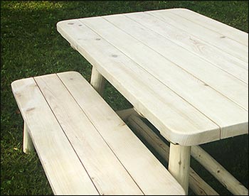 6 White Cedar Unstained Cabin Table w/ Detached Benches