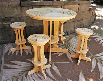 Treated Pine Star Design Pub Table w/4 Pub Stools