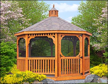 Red Cedar Single Roof Octagon Gazebos