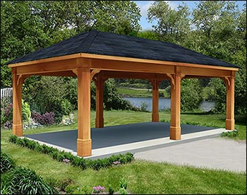 Rustic Eastern Hemlock Single Roof Ramada