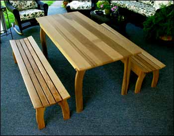 Red Cedar Contoured Picnic Table w/Benches