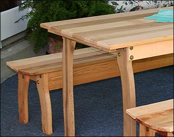 Red Cedar Contoured Picnic Table w/Benches