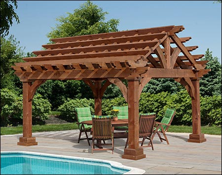 10' x 12' Douglas Fir Georgian Ramada with Custom Walnut Stain.