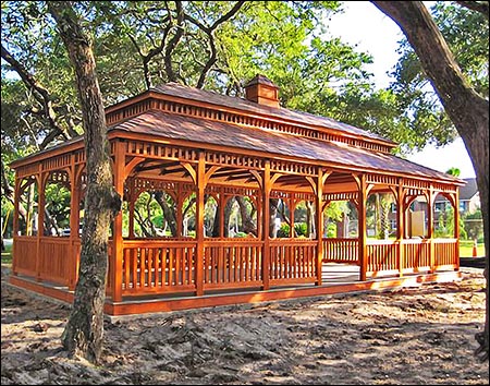 Treated Pine Double Roof Rectangle Gazebos