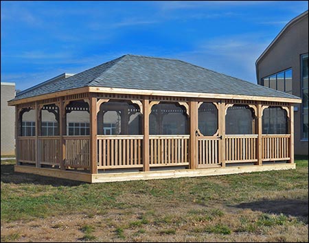 Red Cedar Single Roof Rectangle Gazebos