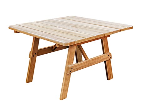 Red Cedar Square Table w/ 4 Backed Benches