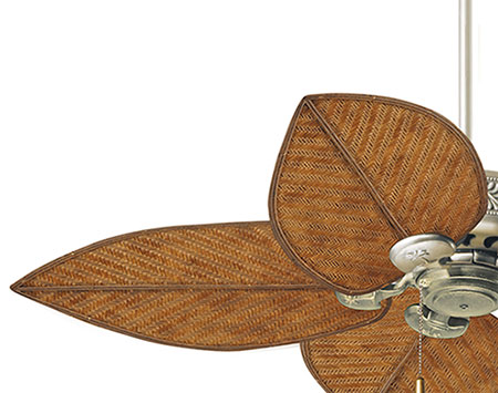 52" Antique Pewter Bahama Breezes Outdoor Ceiling Fan w/ Antique Stained Wicker Blades