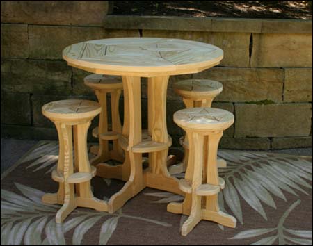 Treated Pine Star Design Pub Stool