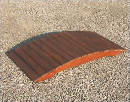 White Cedar Stained Arched Plank Bridge