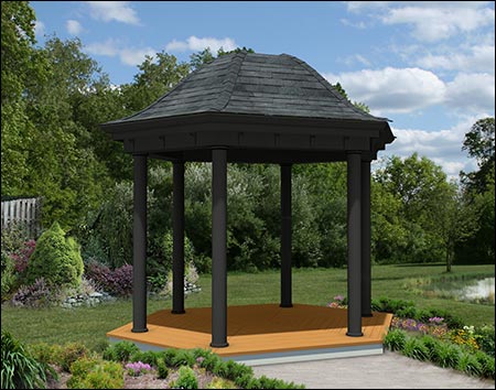 Vinyl Belle Roof Elongated Hexagon Gazebos