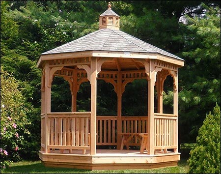 Red Cedar Single Roof Octagon Gazebos