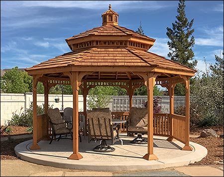 Red Cedar Double Roof Octagon Gazebos