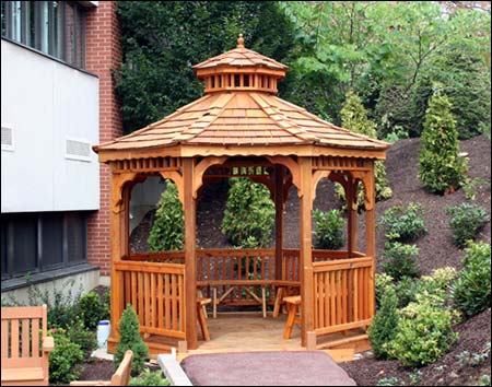 Red Cedar Single Roof Octagon Gazebos