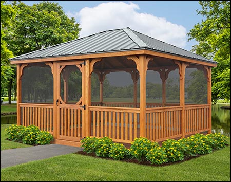 Treated Pine Single Roof Rectangle Gazebos