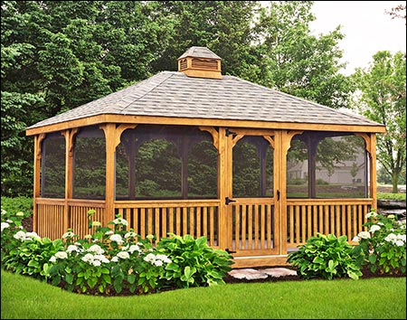 Treated Pine Single Roof Rectangle Gazebos