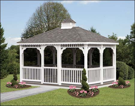 Vinyl Single Roof Rectangle Gazebos