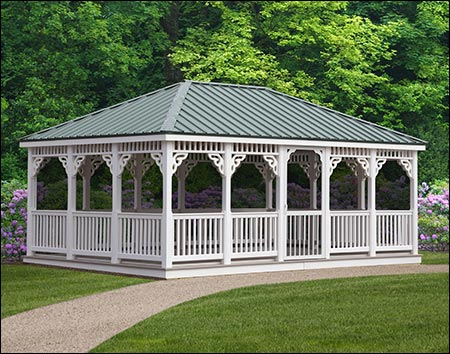 Vinyl Single Roof Rectangle Gazebos