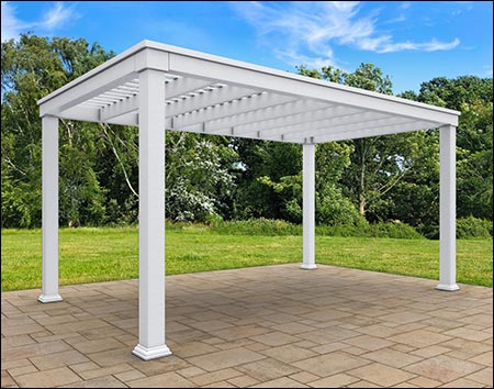 10' x 18' Vinyl w/Wood Inserts Modern Pergola shown in White Vinyl.