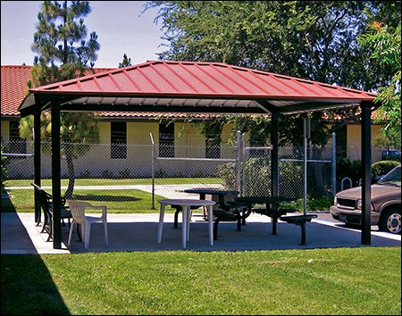 16' x 20' All Steel Rectangular Summerset Pavilion Shown w/Powder Coated Steel Frame, Tables and Chairs Not Included