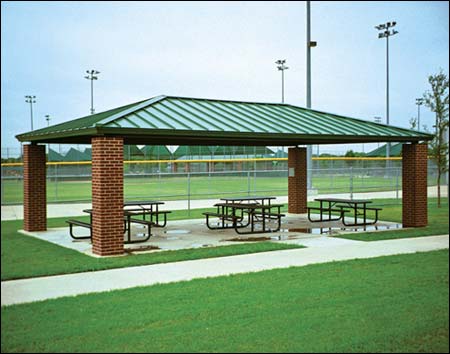 20' x 34' All Steel Rectangular Summerset Pavilion Shown w/Brick Columns Provided by Customer