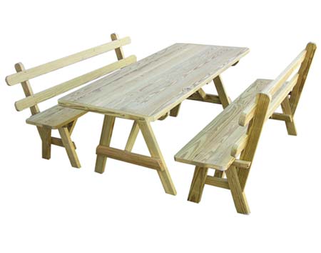 Treated Pine Picnic Table w/2 Backed Benches