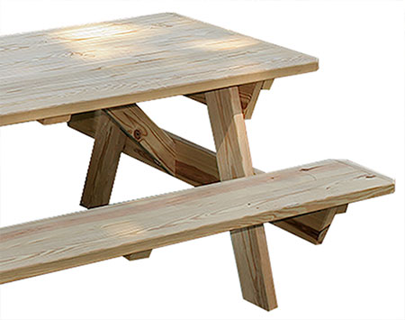 Treated Pine Heavy Duty Picnic Table w/ Attached Benches