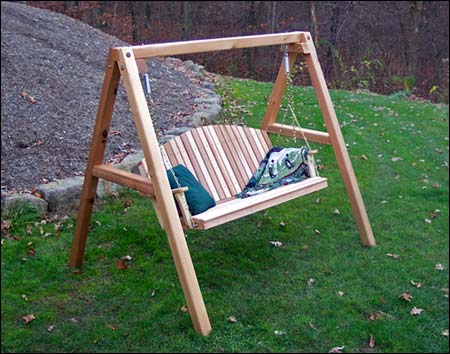 Red Cedar Blue Mountain Fanback Porch Swing