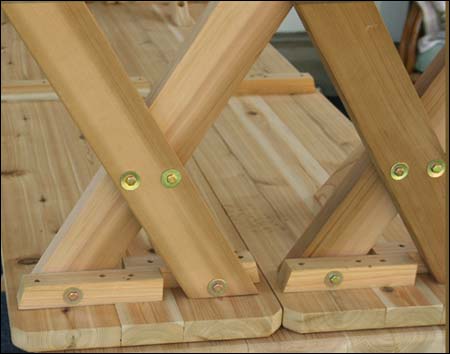 32" Wide Red Cedar Cross Legged Picnic Table w/Benches