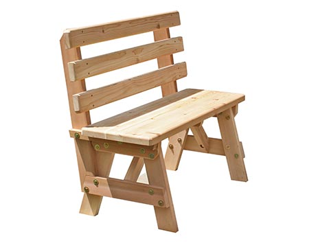 Red Cedar Square Table w/ 4 Backed Benches