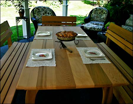 Red Cedar Contoured Picnic Table w/Backed Benches