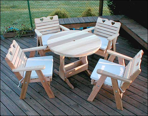 dining cedar sets patio tables leisure picnic table fifthroom furniture optional chairs 1499 quick benches staining outdoor