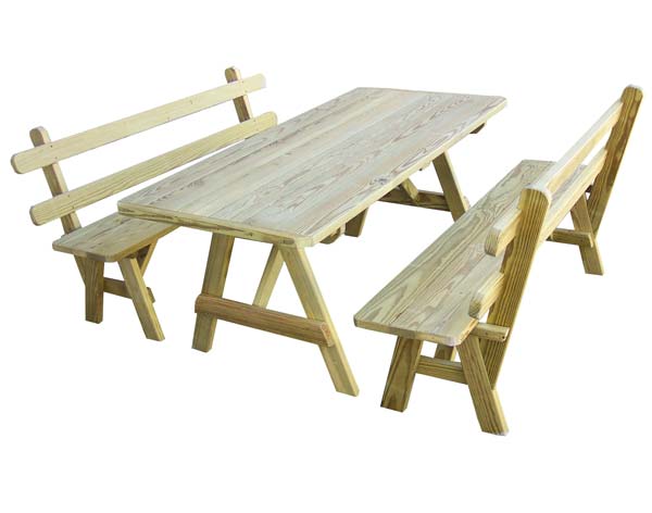 Treated Pine Picnic Table w/2 Backed Benches