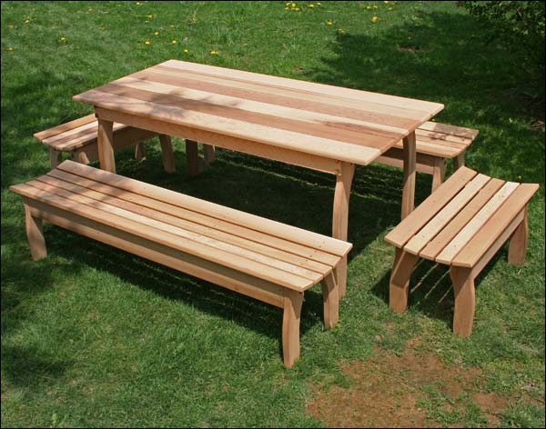 Red Cedar Contoured Picnic Table w/(4) Benches